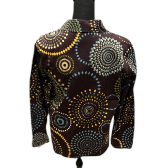 Bamboo Traders Jacket, Dark Purple Artsy Boho‎ Chic Ornate Pattern, Size L. - Picture 2 of 5